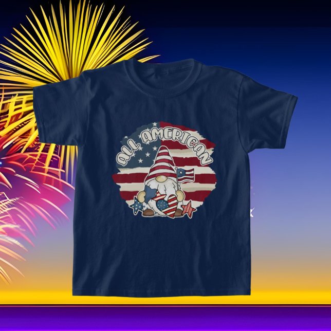 Camiseta niños geniales todo el gnomo americano Patriótico  (Subido por el creador)