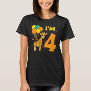Camiseta Niños Giraffe Animales Chica Amor Animal Tengo 4 A