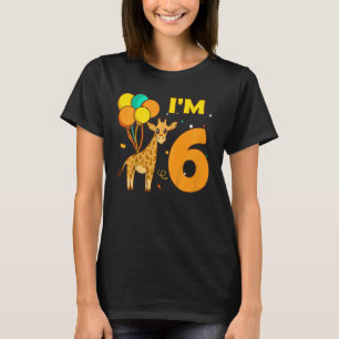 Camiseta Niños Giraffe Animales Chica Amor Animal Tengo 6 A