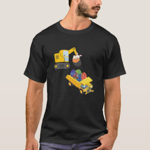 Camiseta Niños Graciosos Bunny Drive Excavator Carga Huevos