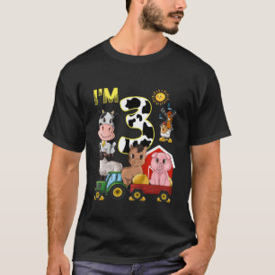 Camiseta Niños Granja de animales Tractor de tercer cumplea