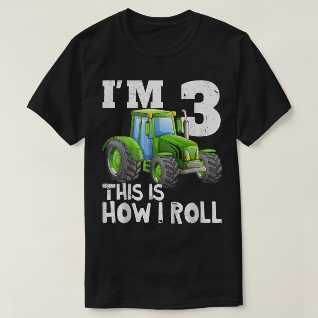Camiseta Niños Green Farm Tractor 3er cumpleaños Fiestas re (Diseño del anverso)