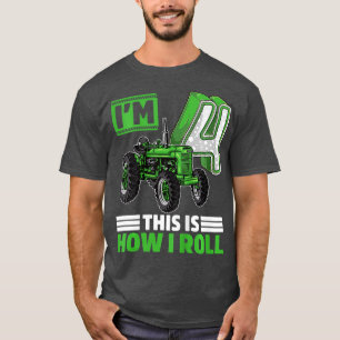 Camiseta Niños Green Farm Tractor 4º regalo de cumpleaño
