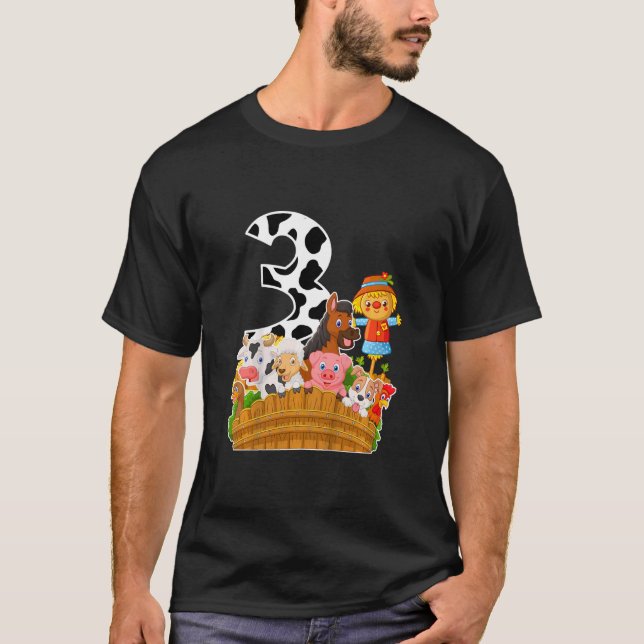 Camiseta Niños Guay Farm Animals Tercer Cumpleaños Para El  (Anverso)