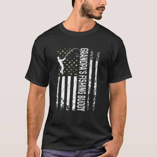 Camiseta Niños Guay Patriótico Abuelo Pescador Joven (Anverso)