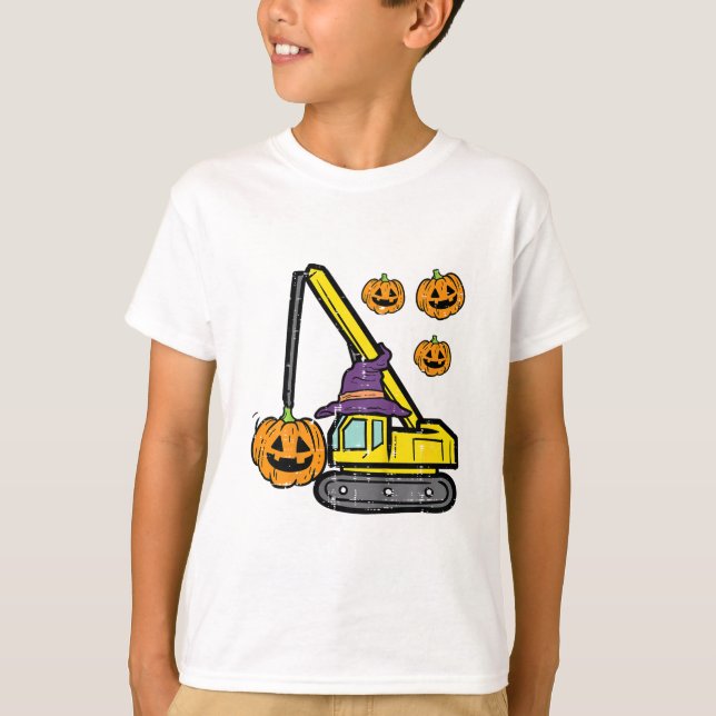 Camiseta Niños Halloween Crane Construcción Crucero Vestido (Anverso)