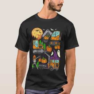Camiseta Niños Halloween Crane Truck Construcción Calabaza 