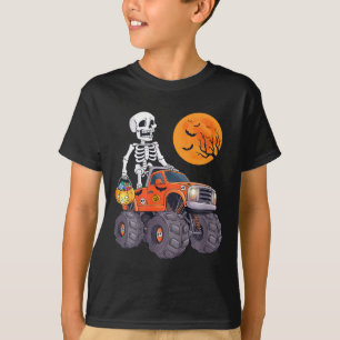 Camiseta Niños Halloween Skeleton Riding Monster Truck Funn