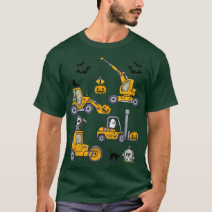 Camiseta Niños Halloween Vehículos de construcción Calabaza