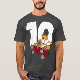 Camiseta Niños Hamster en Skateboard 10 años 10