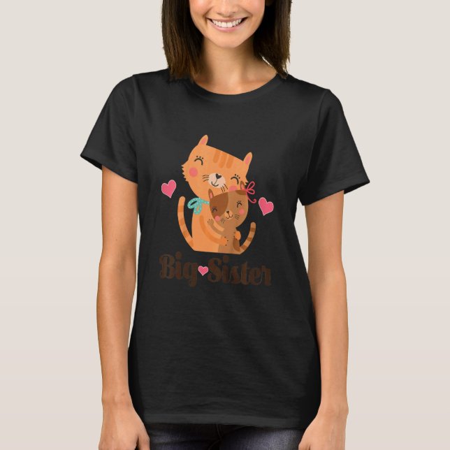 Camiseta Niños Hermanas Grandes con Gato (Anverso)
