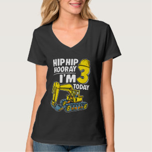 Camiseta Niños Hip Hip Hooray Tengo 3 años hoy Excavadora d