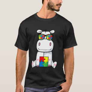 Camiseta Niños Hipopótamo Rompecabezas Pieza Autismo Sensib