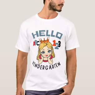 Camiseta Niños Hola Kindergarten ABC Princess 123 Toddler S