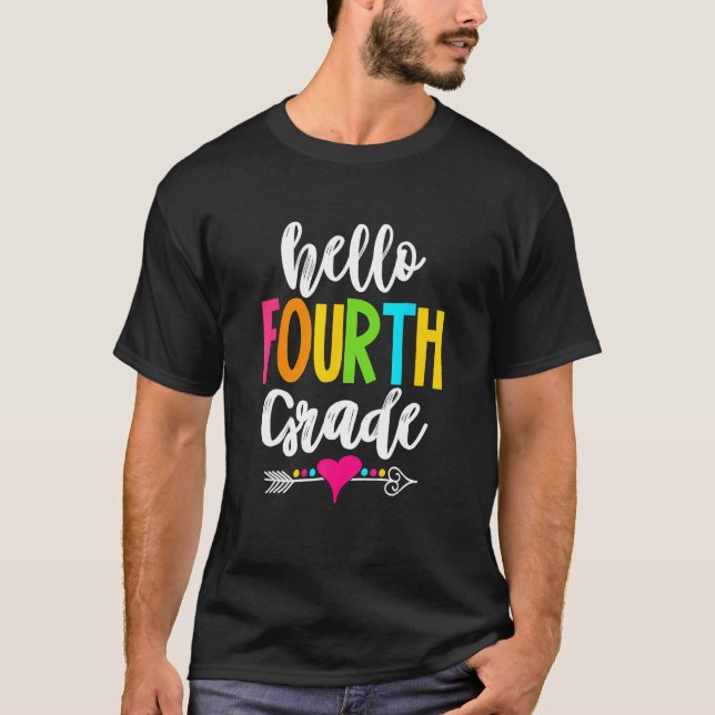 Camiseta Niños Hola Maestros De Cuarto Grado Feliz Primer D (Anverso)