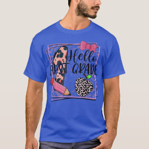 Camiseta Niños Hola primer grado Leopardo rosa primer grado