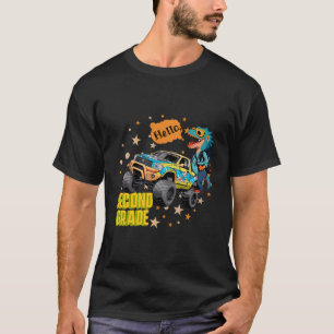 Camiseta Niños Hola Segundo Camión Dinosaurio Grado 2 Cumpl