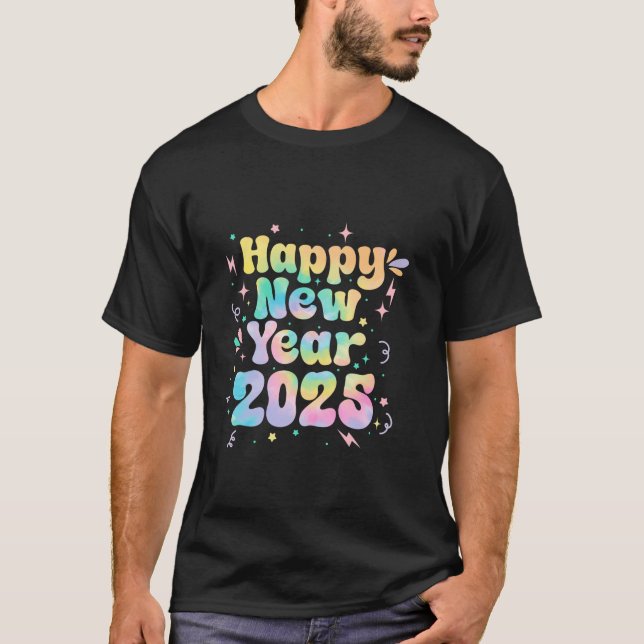 Camiseta Niños Hombres Mujeres Groovy Tye Feliz Año Nuevo 2 (Anverso)