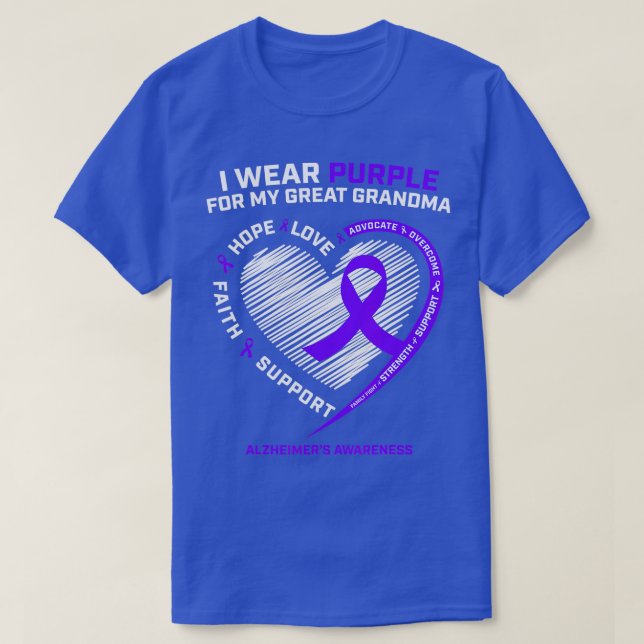 Camiseta Niños Hombres Mujeres Púrpura Gran Abuela Alzheime (Diseño del anverso)