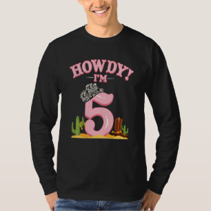Camiseta Niños Howdy Cowgirl 5º cumpleaños País Occidental