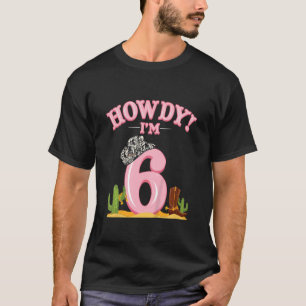 Camiseta Niños Howdy Cowgirl 6º cumpleaños País Occidental