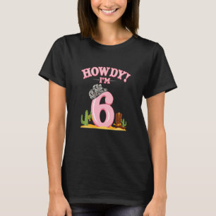 Camiseta Niños Howdy Cowgirl 6º cumpleaños País Occidental