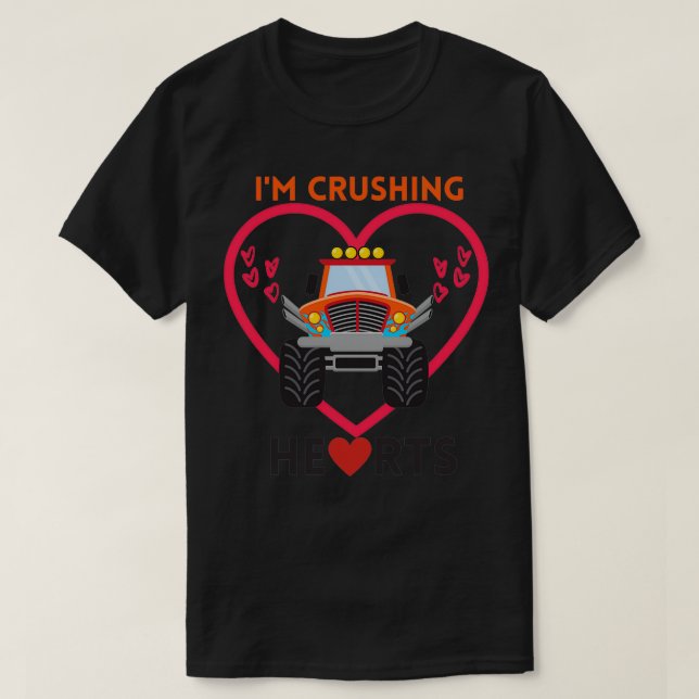 Camiseta Niños I Crush Heart Monster Camión Niño Niños Niño (Diseño del anverso)