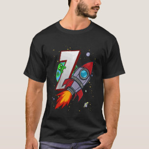 Camiseta Niños Ich bin 7 Rocket y Alien Séptima Fiesta de C