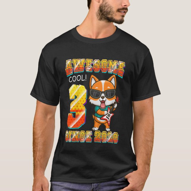 Camiseta Niños Impresionantes Desde 2020 Corgi Tocando Guit (Anverso)