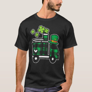 Camiseta Niños Irlandeses Green Plaid Firefighter Truck St 