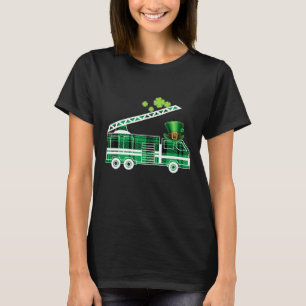 Camiseta Niños Irlandeses Green Plaid Firefighter Truck St 