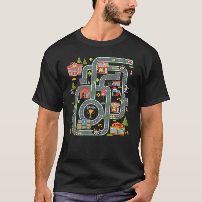 Camiseta Niños Juegan a los autos en la pista de carreras d (Anverso)