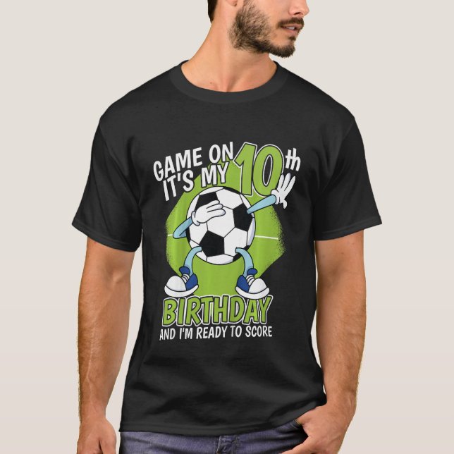 Camiseta Niños Jugador de Fútbol de 10 años Niño Cumpleaños (Anverso)