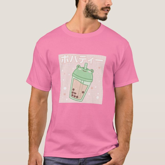 Camiseta Niños Kawaii Aesthetic Cute Boba Bubble Leche Tea  (Anverso)