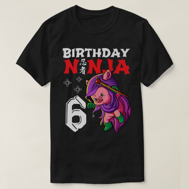 Camiseta Niños Kawaii de 6 años de edad Cerdo japonés de 6  (Diseño del anverso)