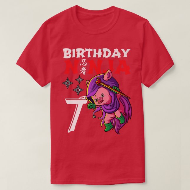 Camiseta Niños Kawaii de 7 años de edad crían cerdo japonés (Diseño del anverso)