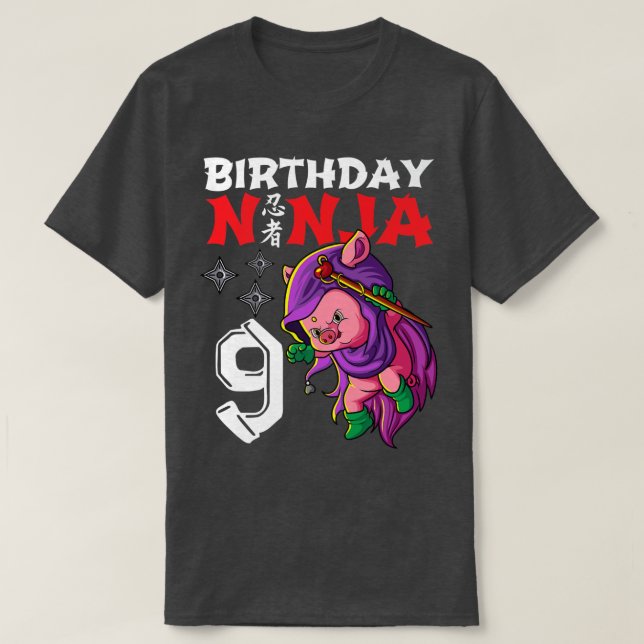 Camiseta Niños Kawaii de 9 años de edad crían cerdo japonés (Diseño del anverso)