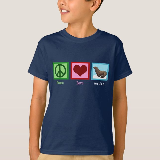 Camiseta Niños leones del mar de amor por la paz (Anverso)