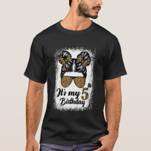 Camiseta Niños leopardo Chica de bollos de 5 años es mi 5°
