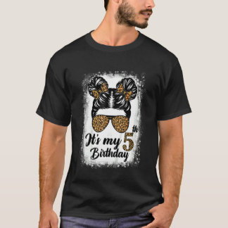 Camiseta Niños leopardo Chica de bollos de 5 años es mi 5°