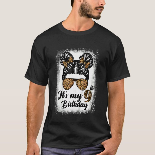 Camiseta Niños leopardo Chica de bollos de 9 años es mi 9° (Anverso)