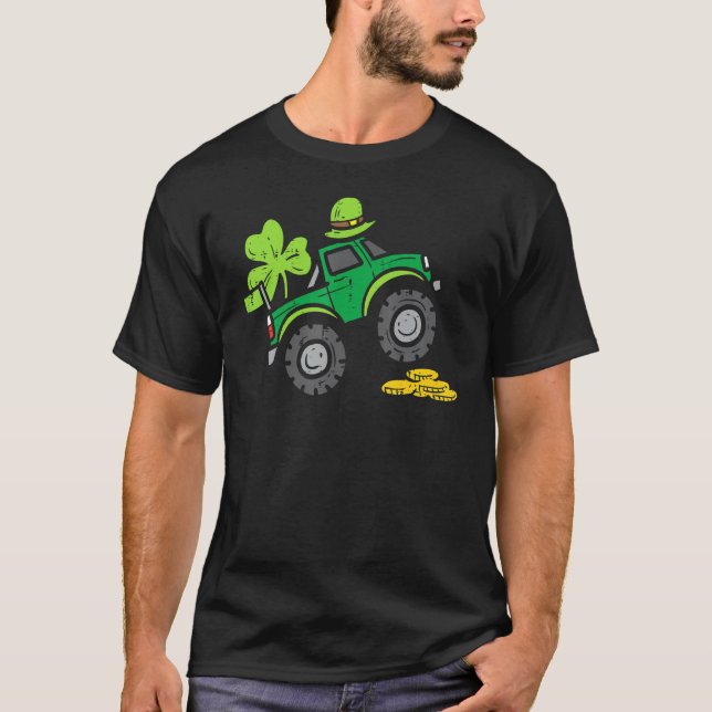 Camiseta Niños Leprechaun Monster Camión Shamrock St Patric (Anverso)