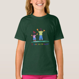 Camiseta Niños Lindos al Estilo Crayón Te Amo Mucho Familia