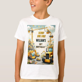 Camiseta niños lindos Camiones de construcción sencillos 1º
