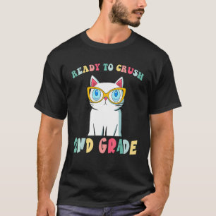 Camiseta Niños Listos Para Aplastar 2do Grado Gato Lindo De