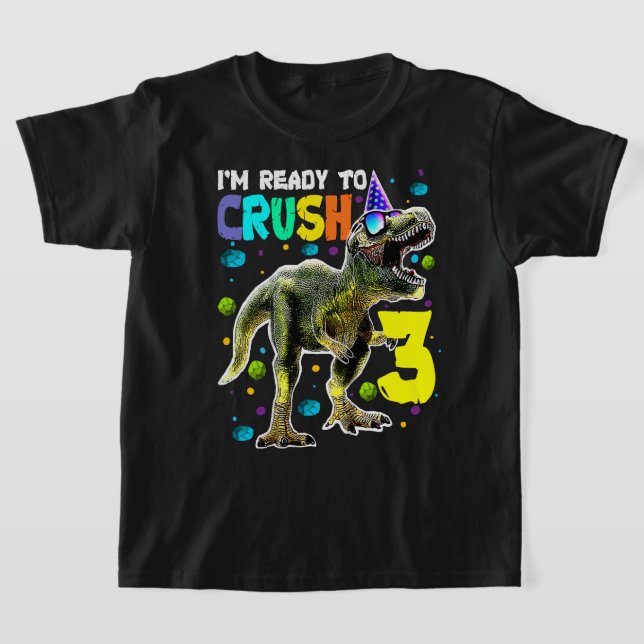Camiseta Niños listos para aplastar 33 cumpleaños de dinosa (Distribución)