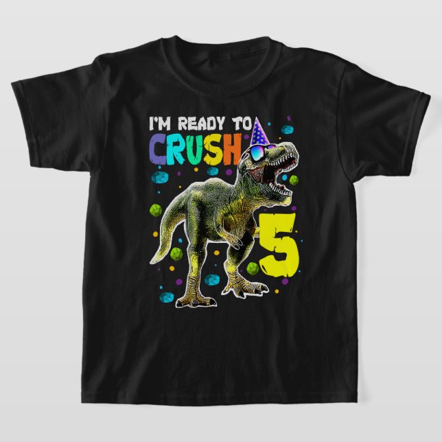 Camiseta Niños listos para aplastar 5 5 cumpleaños de dinos (Distribución)