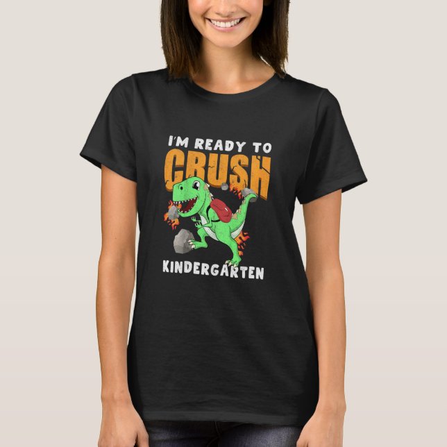 Camiseta Niños Listos Para Aplastar El Primer Día De Dino (Anverso)