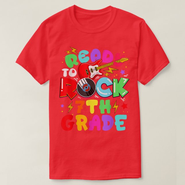 Camiseta Niños listos para tocar la guitarra de séptimo gra (Diseño del anverso)
