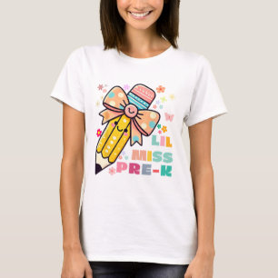 Camiseta Niños Little Miss Pre K Lazo de Lápiz para Día de
